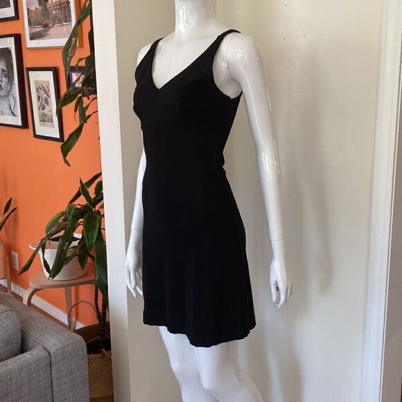 Vintage 90's Black Ribbed Stretch Mini Dress Size Small - Picture 6 of 13